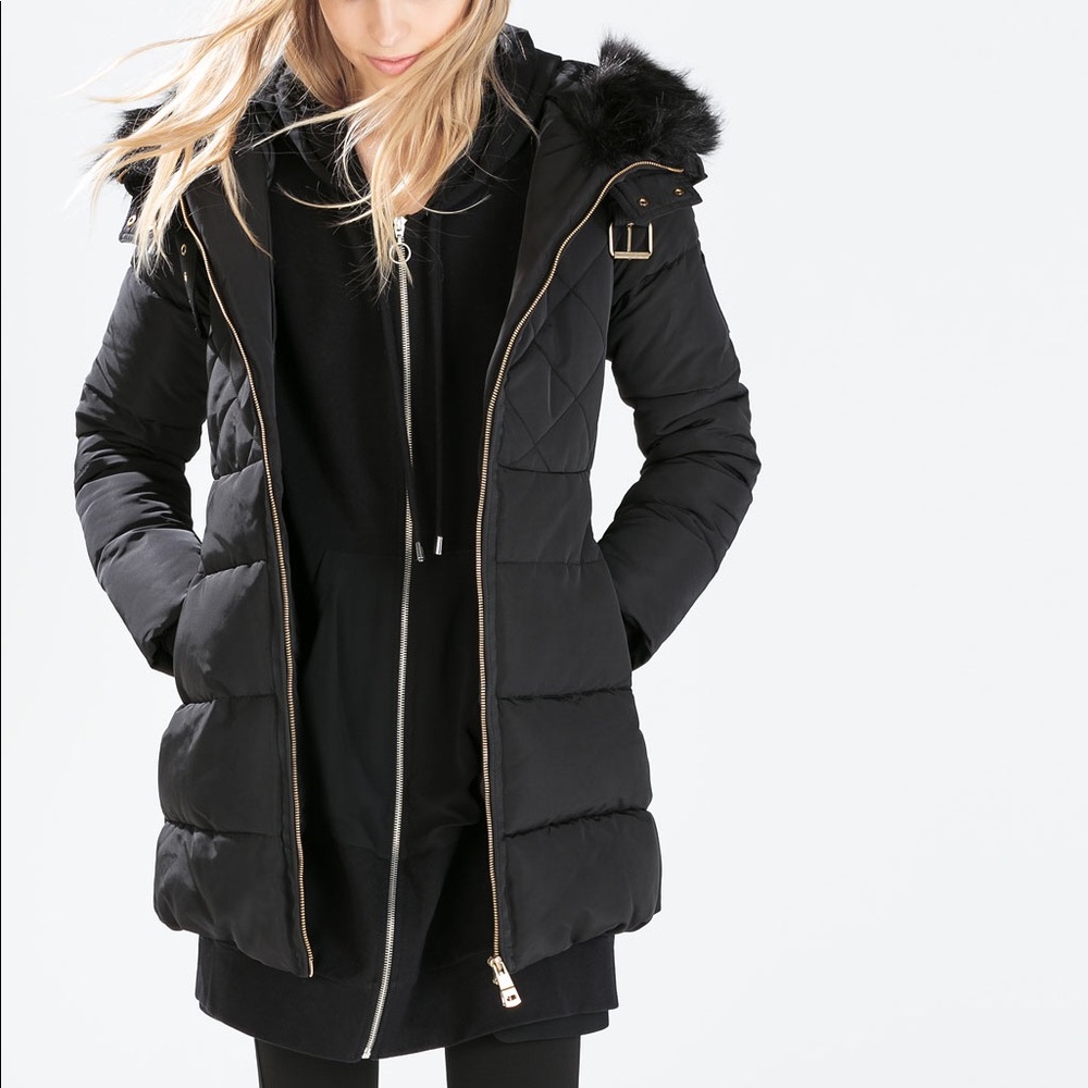 Zara puffer jacket XS black